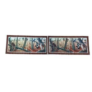 1975 National Wildlife Federation Forest Animals Table Runner Raccoon Skunk